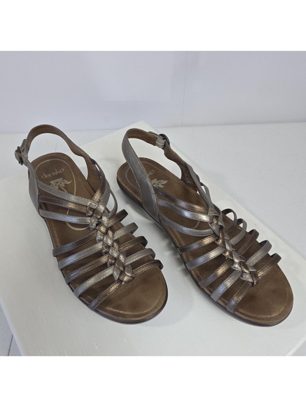 Dansko Sandals Womens Size 9.5 Brown Leather Strappy Wedge Slingback Comfort